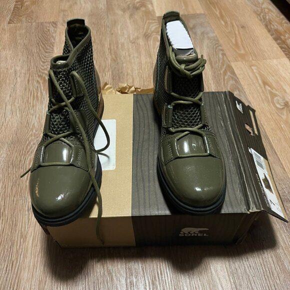 Sorel Major Lace Boots Nori Green Patent Mesh Women's Size 7 - Picture 14 of 16